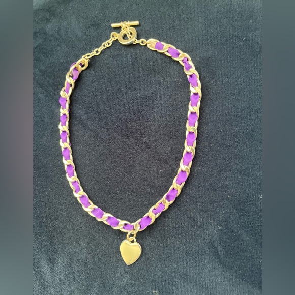 Silver and Lilac Chain Link Necklace - Picture 2 of 3